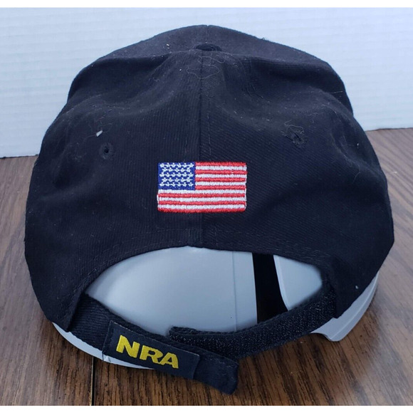 NRA Hat Cap Black and Gold with American Flag Mens Adjustable OSFM 100% Cotton - Picture 3 of 8
